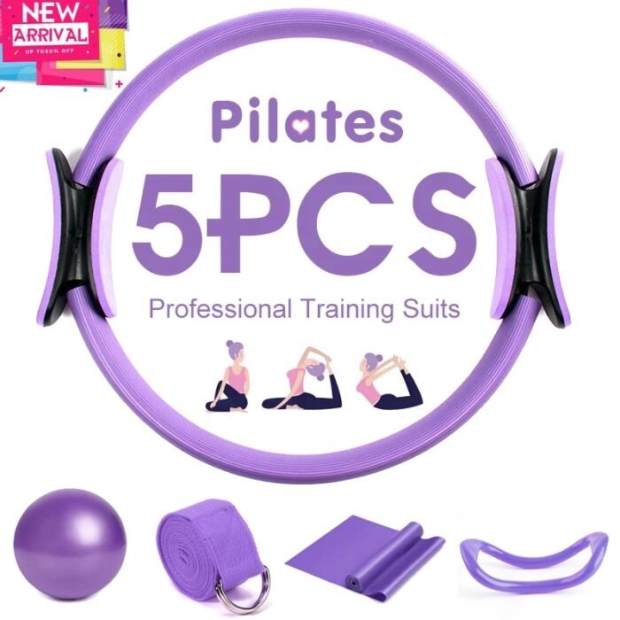 5PCS Yoga Ball Magic Ring Pilates Circle Exercise Equipment Workout Fitness Training Resistance Support Tool Stretch Band Gym - Image 2