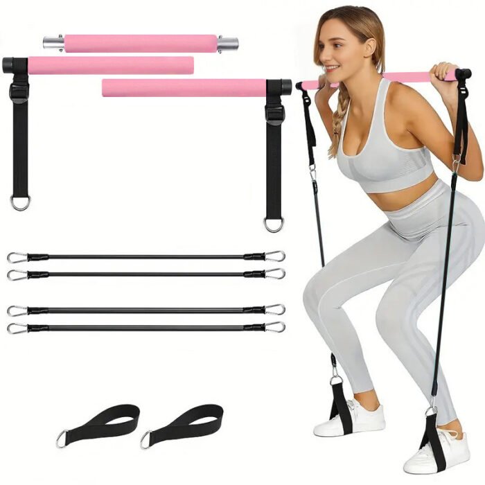 3-section Pilates Bar Multifunctional Adjustable Fitness Bar Pulling Rope - Image 1