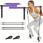 3-section Pilates Bar Multifunctional Adjustable Fitness Bar Pulling Rope - Image 2